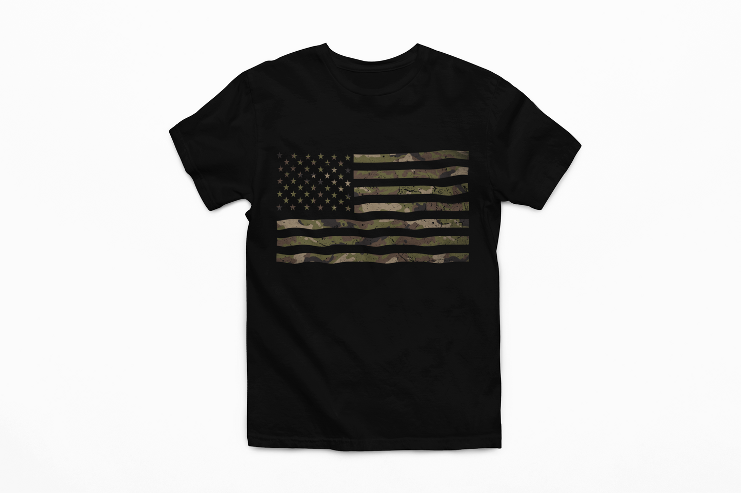 Camo American Flag T-Shirt | Patriotic Military Style | Tactical USA Gift