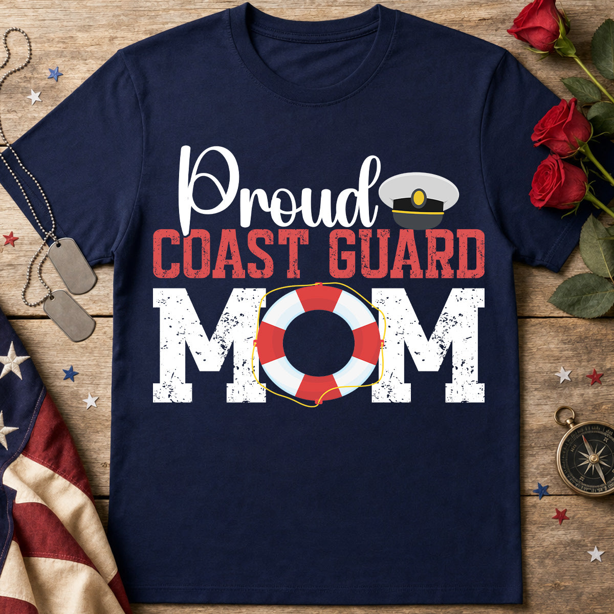 Proud Coast Guard Mom T‑Shirt — Military Mom Lifesaver Tee