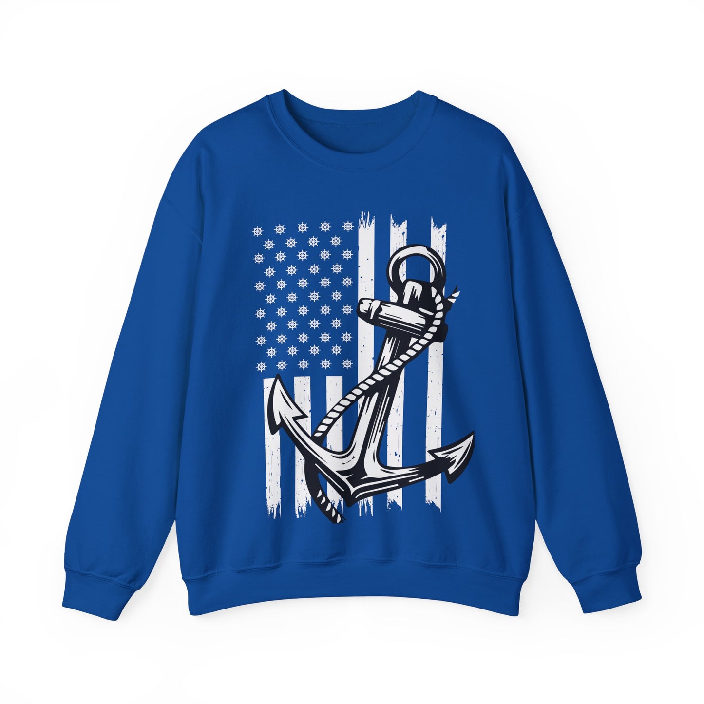 Navy Anchor Sweatshirt | Distressed American Flag | Sailor Veteran Gift Crewneck