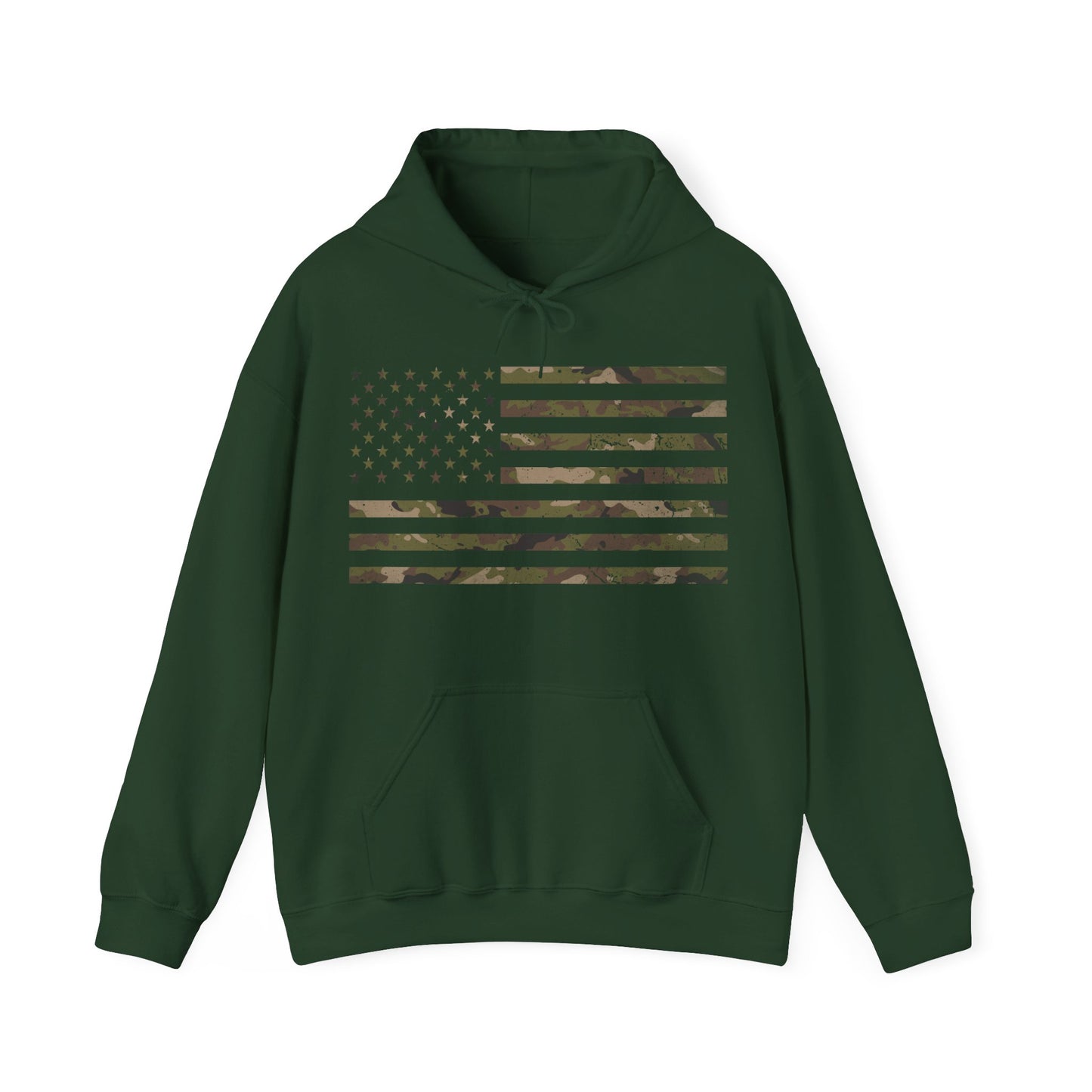Camo American Flag Hoodie | Patriotic Military Style | Tactical USA Gift