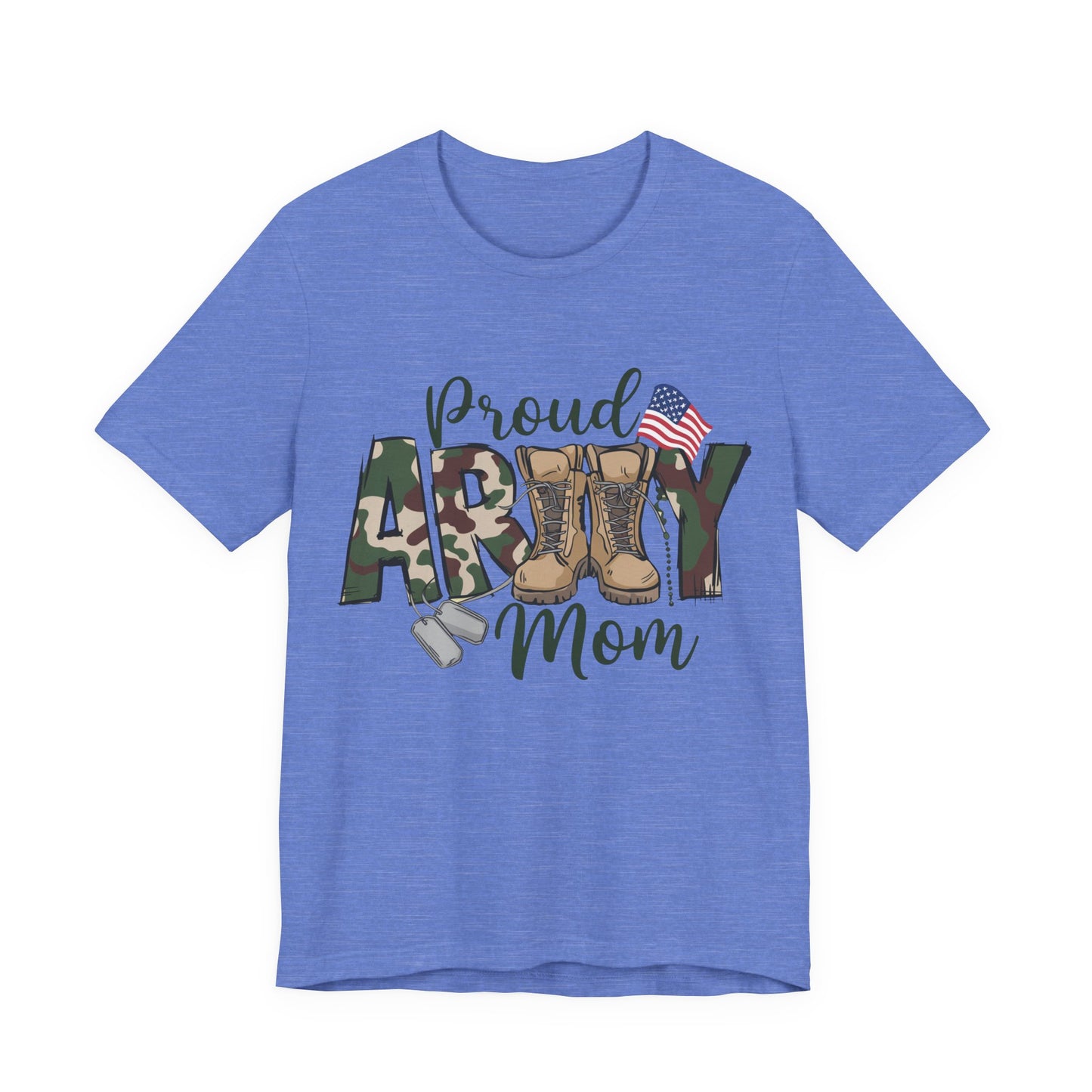 Proud Army Mom T-Shirt — Camouflage Boots & Flag Military Mom Tee