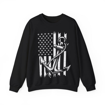 Navy Anchor Sweatshirt | Distressed American Flag | Sailor Veteran Gift Crewneck