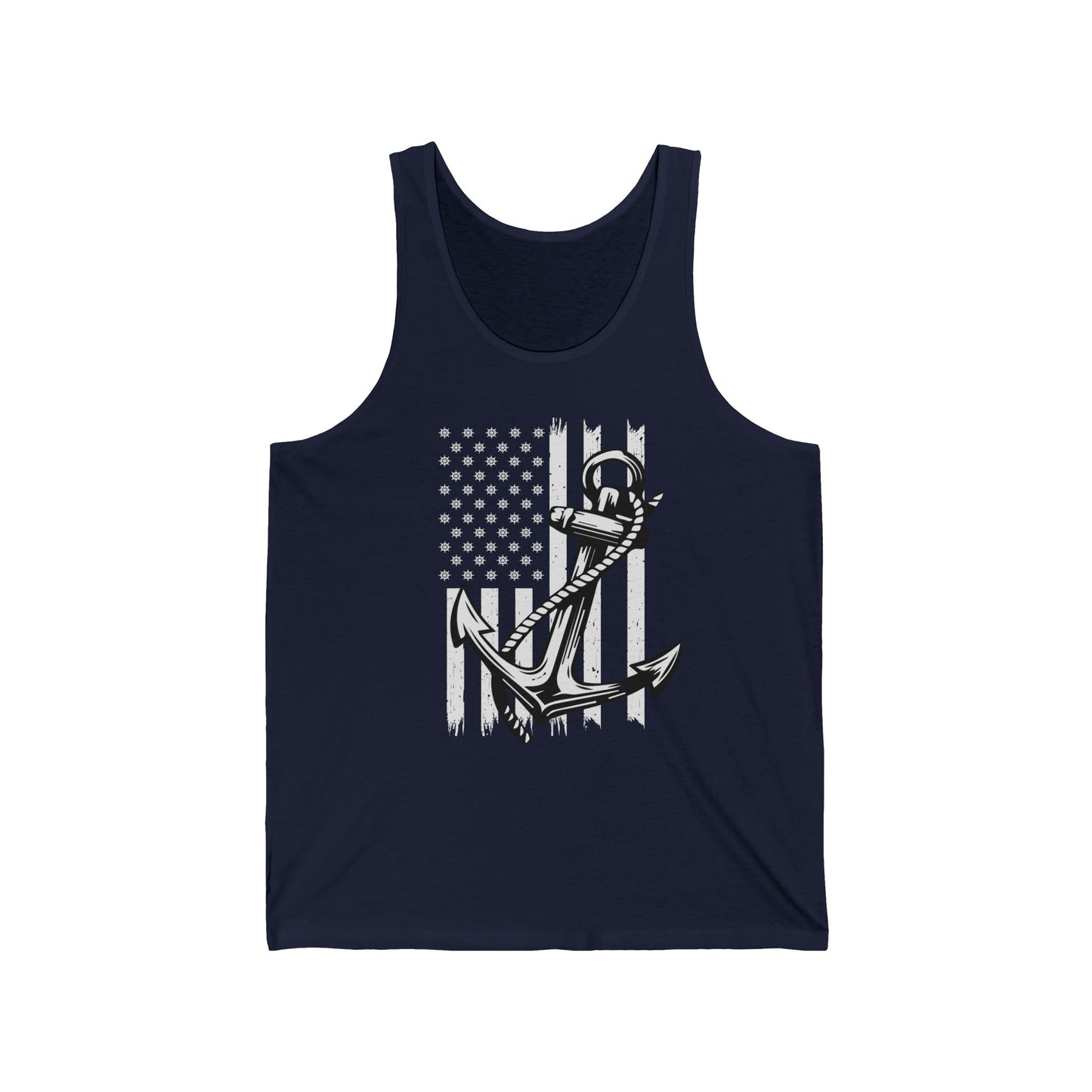 Navy Anchor Tank Top | Distressed American Flag | Sailor Veteran Gift