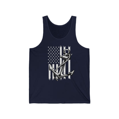 Navy Anchor Tank Top | Distressed American Flag | Sailor Veteran Gift