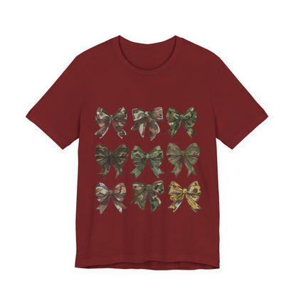 Military Mom Tee — Women's Rustic Camouflage Bow Graphic T-Shirt