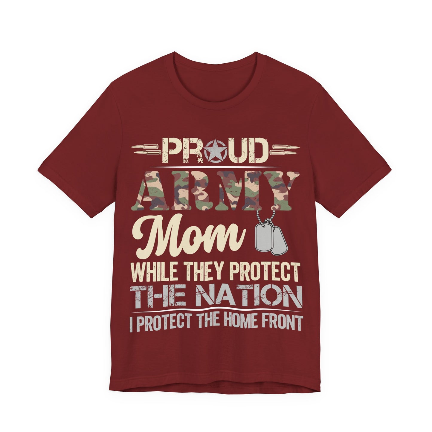 Army Mom T-Shirt – "Proud Army Mom" Military Dog Tags Camouflage Tee