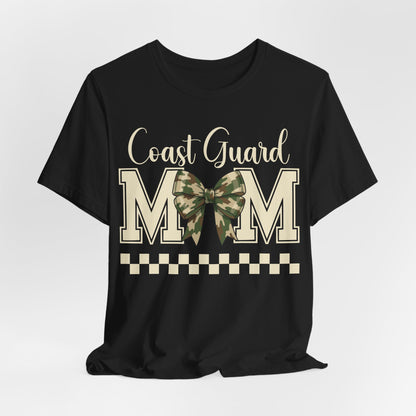 Coast Guard Mom T-Shirt — Camo Ribbon Military Support Tee