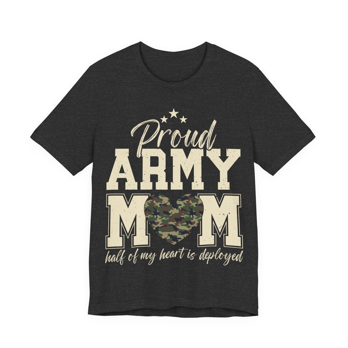 Proud Army Mom T-Shirt – Camo Heart
