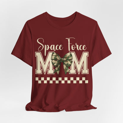 Space Force Mom T-Shirt — Camo Bow Military Pride Tee