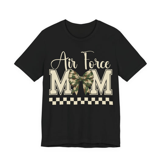 Air Force Mom T‑Shirt — Camo Bow Military Mom Tee