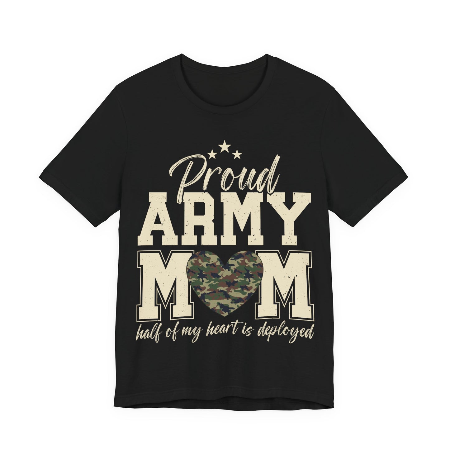 Proud Army Mom T-Shirt – Camo Heart