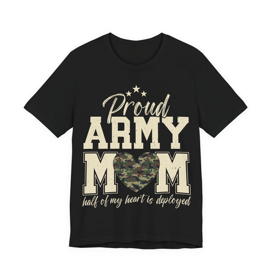 Proud Army Mom T-Shirt – Camo Heart