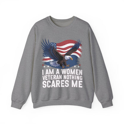 Woman Veteran Sweatshirt | Nothing Scares Me | Female Veteran Pride Gift