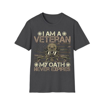 Veteran T-Shirt — "I Am a Veteran, My Oath Never Expires" Patriotic Military Tee