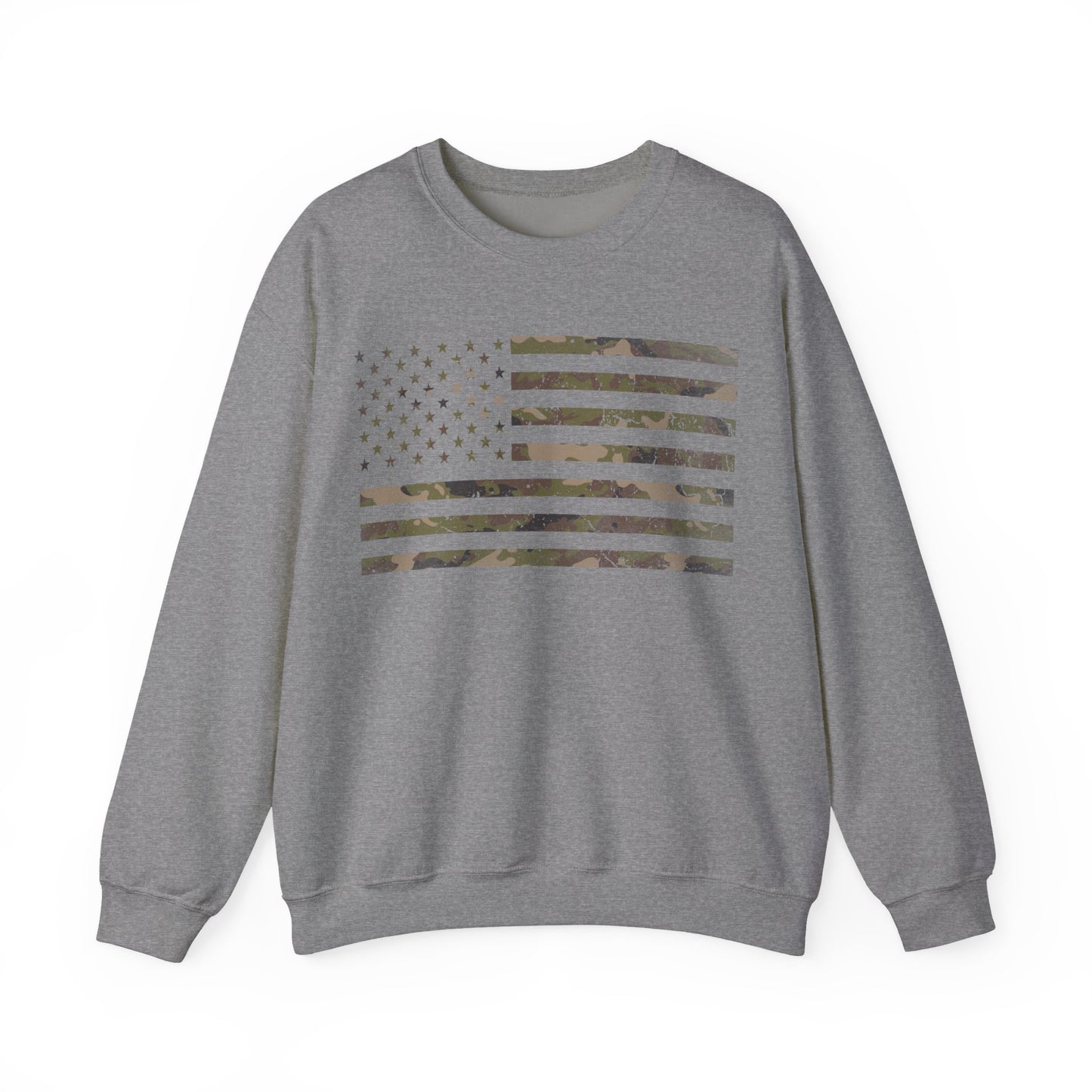 Camo American Flag Sweatshirt | Patriotic Military Style | Tactical USA Gift