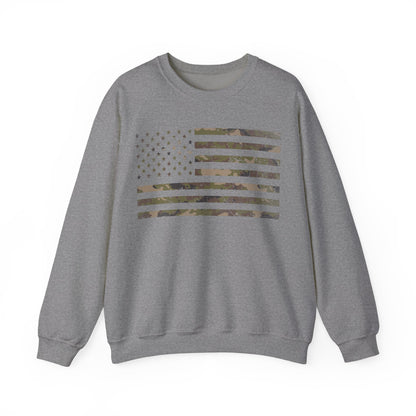 Camo American Flag Sweatshirt | Patriotic Military Style | Tactical USA Gift