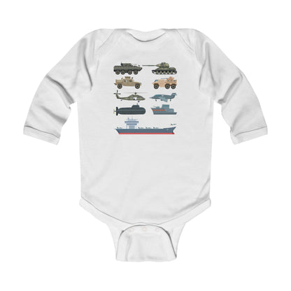 Military Vehicles Baby Onesie | Tanks Planes Ships Infant Bodysuit