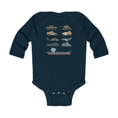 Military Vehicles Baby Onesie | Tanks Planes Ships Infant Bodysuit