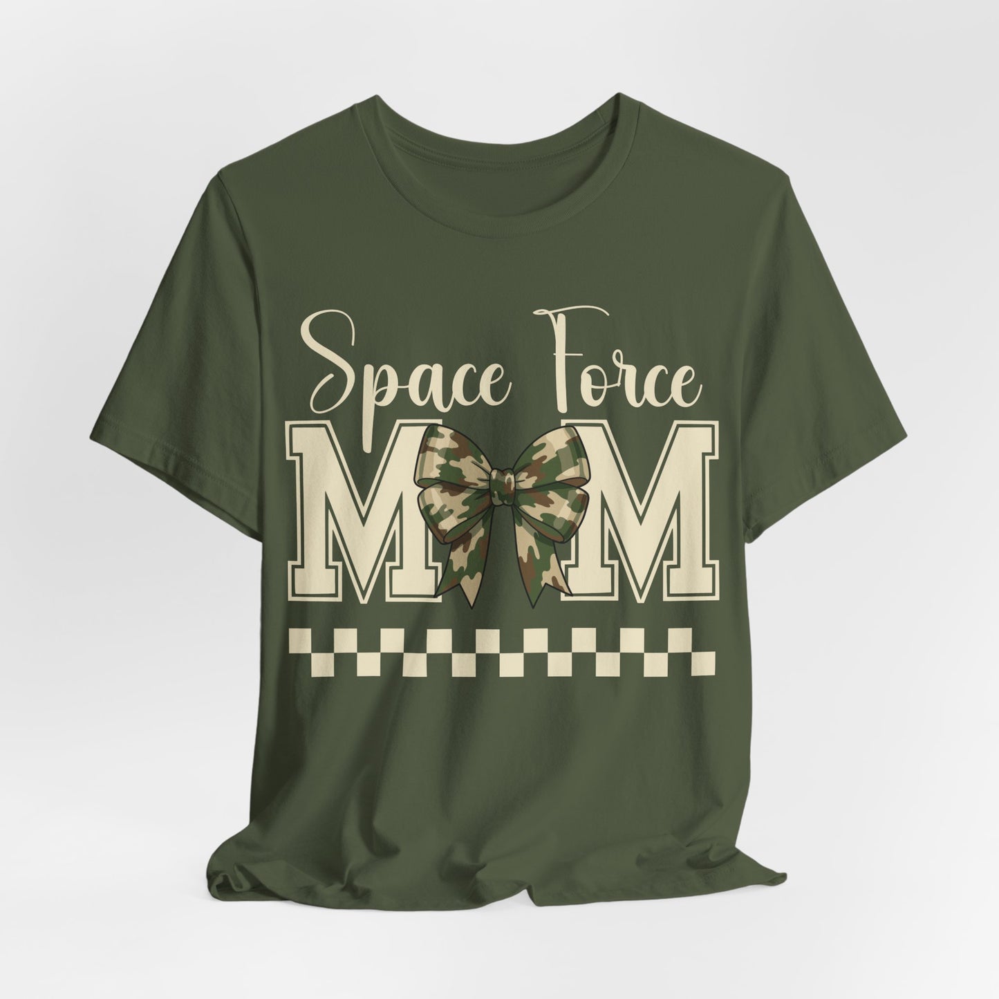 Space Force Mom T-Shirt — Camo Bow Military Pride Tee