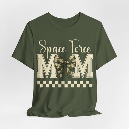 Space Force Mom T-Shirt — Camo Bow Military Pride Tee