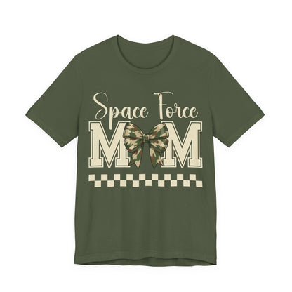 Space Force Mom T-Shirt — Camo Bow Military Pride Tee