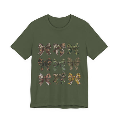 Military Mom Tee — Women's Rustic Camouflage Bow Graphic T-Shirt
