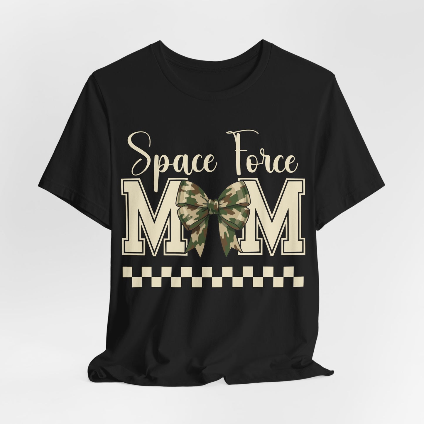 Space Force Mom T-Shirt — Camo Bow Military Pride Tee