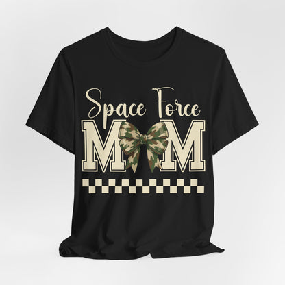 Space Force Mom T-Shirt — Camo Bow Military Pride Tee