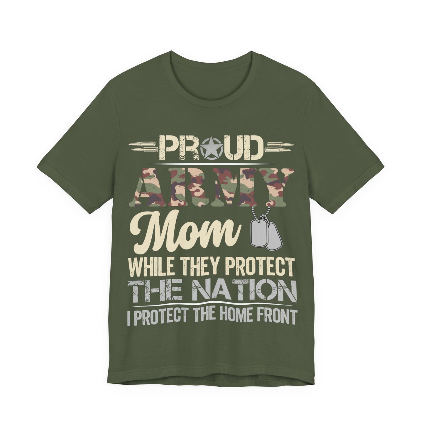 Army Mom T-Shirt – "Proud Army Mom" Military Dog Tags Camouflage Tee