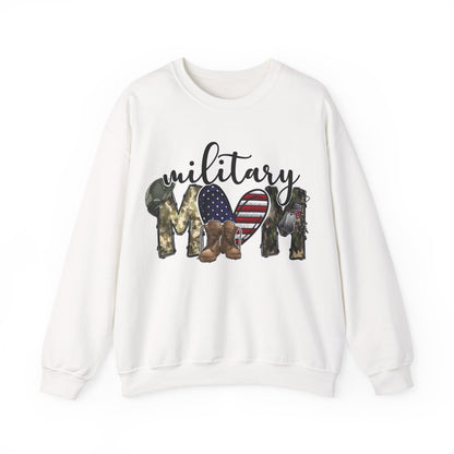 Military Mom Sweatshirt | Patriotic Camo Heart & Boots | Military Family Gift