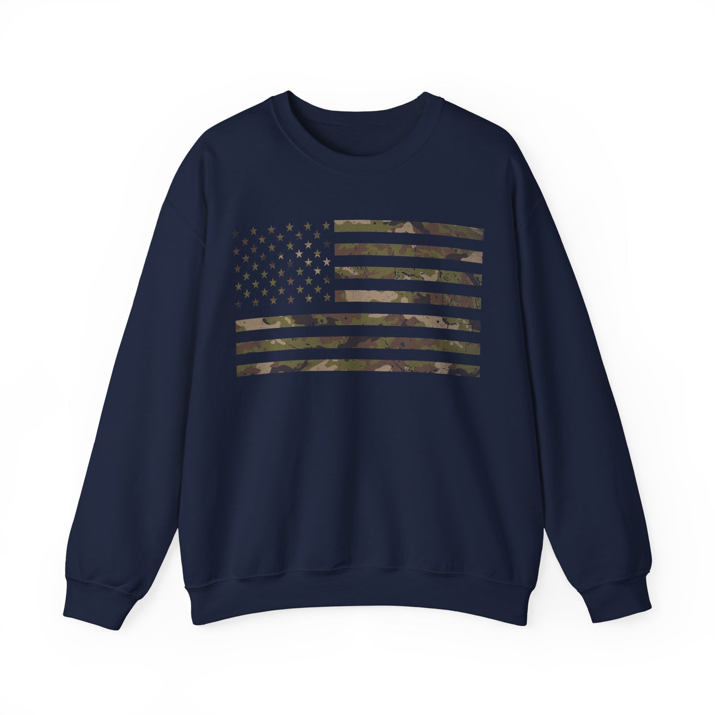 Camo American Flag Sweatshirt | Patriotic Military Style | Tactical USA Gift