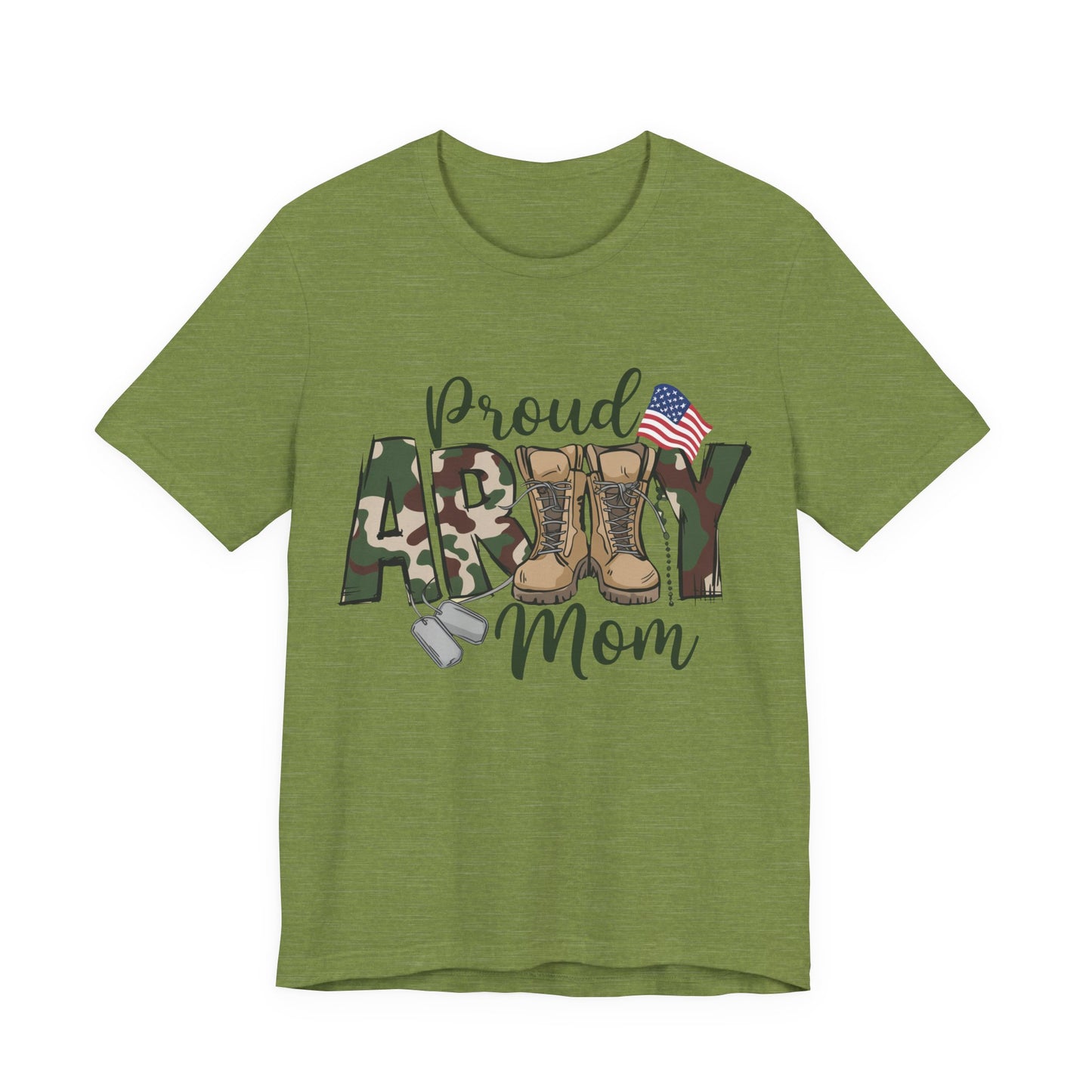 Proud Army Mom T-Shirt — Camouflage Boots & Flag Military Mom Tee