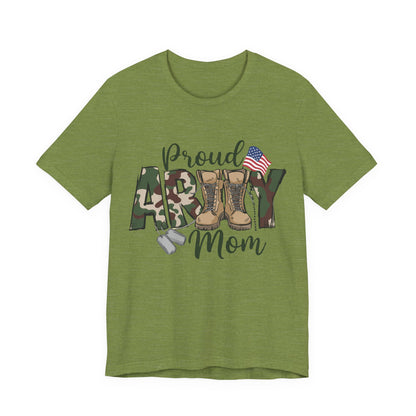 Proud Army Mom T-Shirt — Camouflage Boots & Flag Military Mom Tee