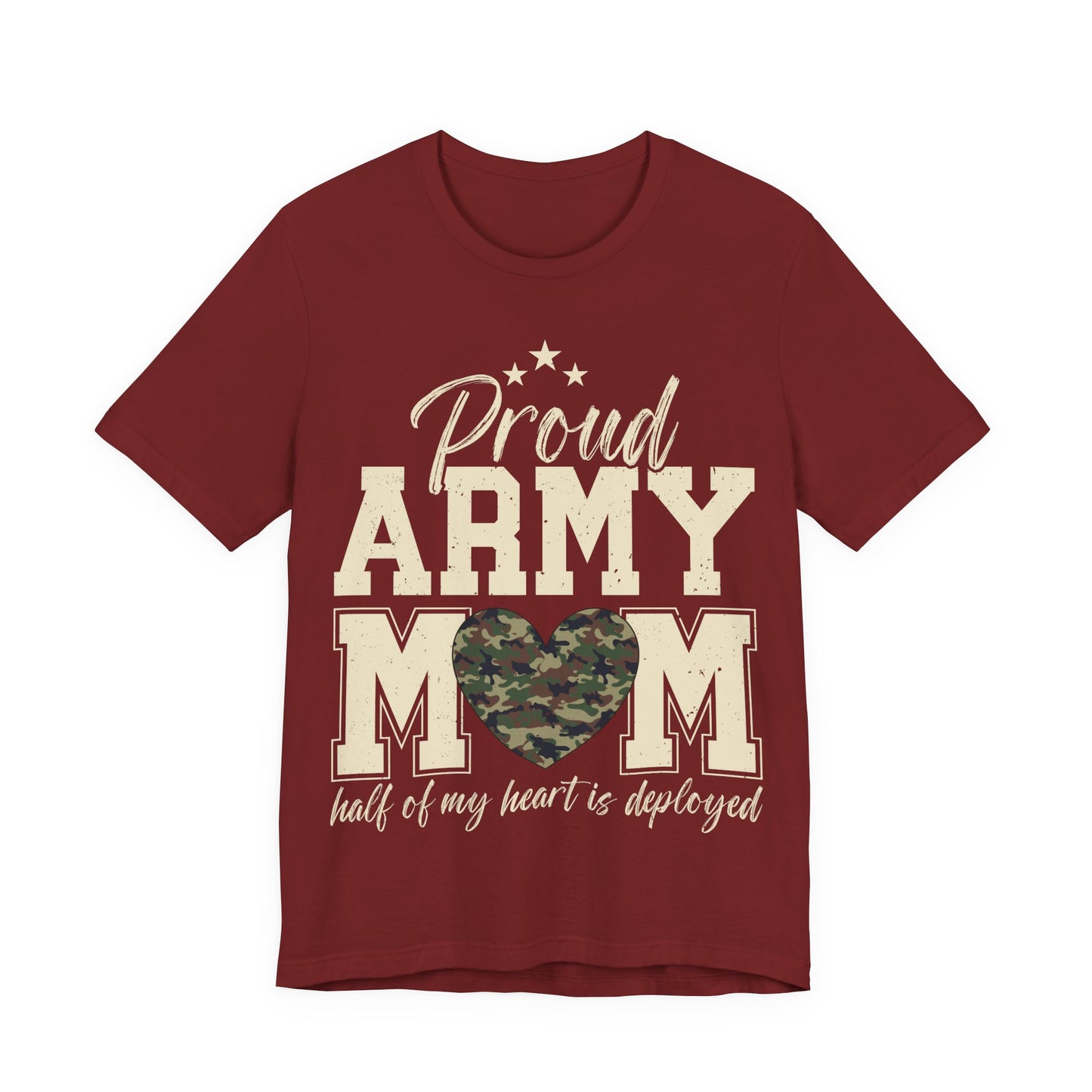 Proud Army Mom T-Shirt – Camo Heart
