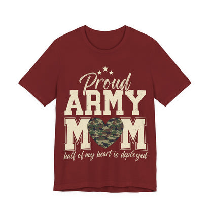 Proud Army Mom T-Shirt – Camo Heart
