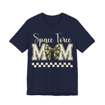 Space Force Mom T-Shirt — Camo Bow Military Pride Tee