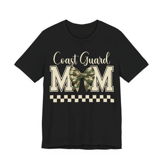Coast Guard Mom T-Shirt — Camo Ribbon Military Support Tee