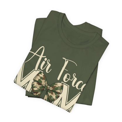 Air Force Mom T‑Shirt — Camo Bow Military Mom Tee