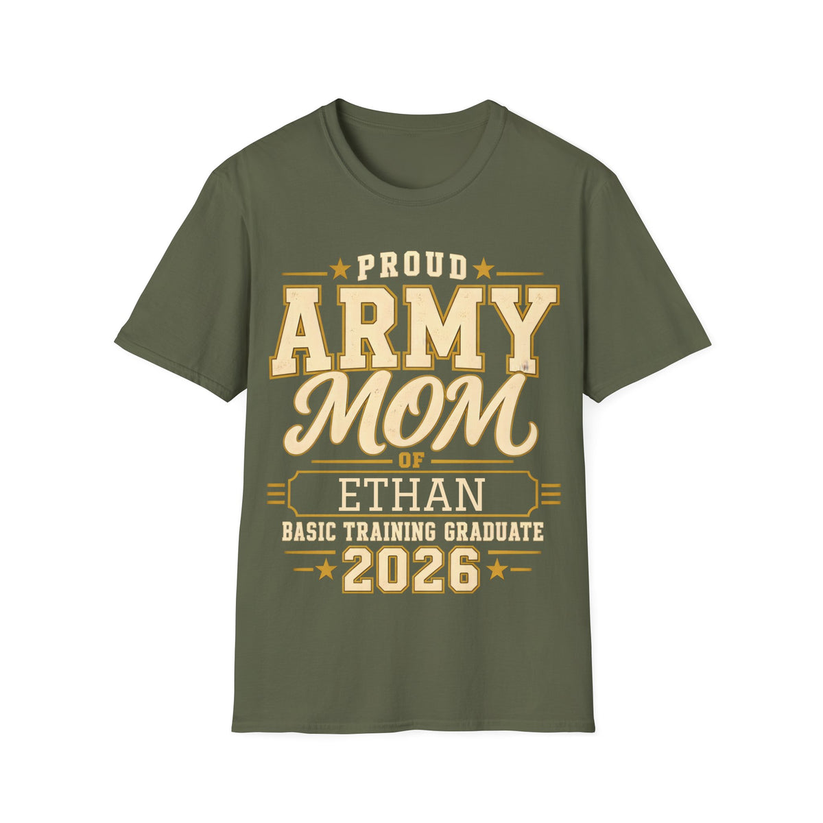 Personalized Army Mom Basic Training Graduation Shirt in military green