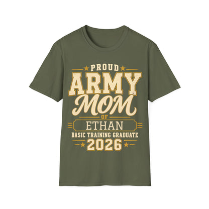 Personalized Army Mom Basic Training Graduation Shirt in military green