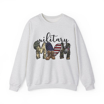 Military Mom Sweatshirt | Patriotic Camo Heart & Boots | Military Family Gift
