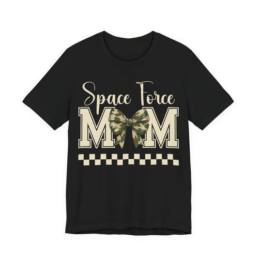 Space Force Mom T-Shirt — Camo Bow Military Pride Tee