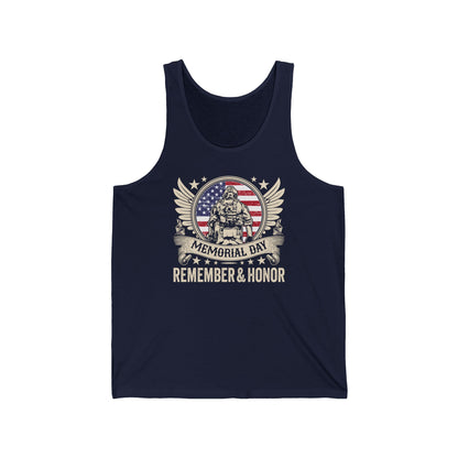Memorial Day Tank Top - 'Remember & Honor' American Flag Military Tribute