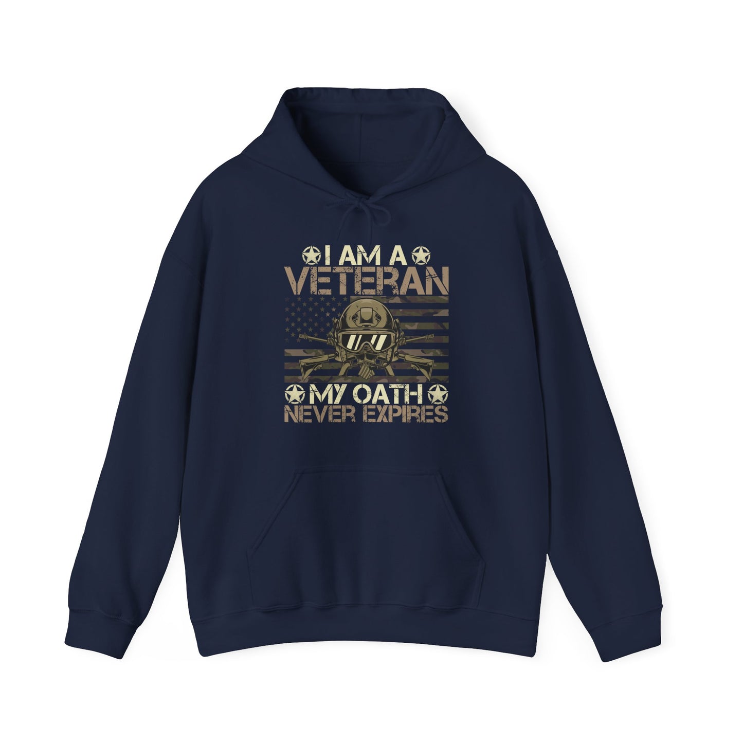 Veteran Hoodie — "I Am A Veteran My Oath Never Expires" Patriotic Military Sweatshirt Gift