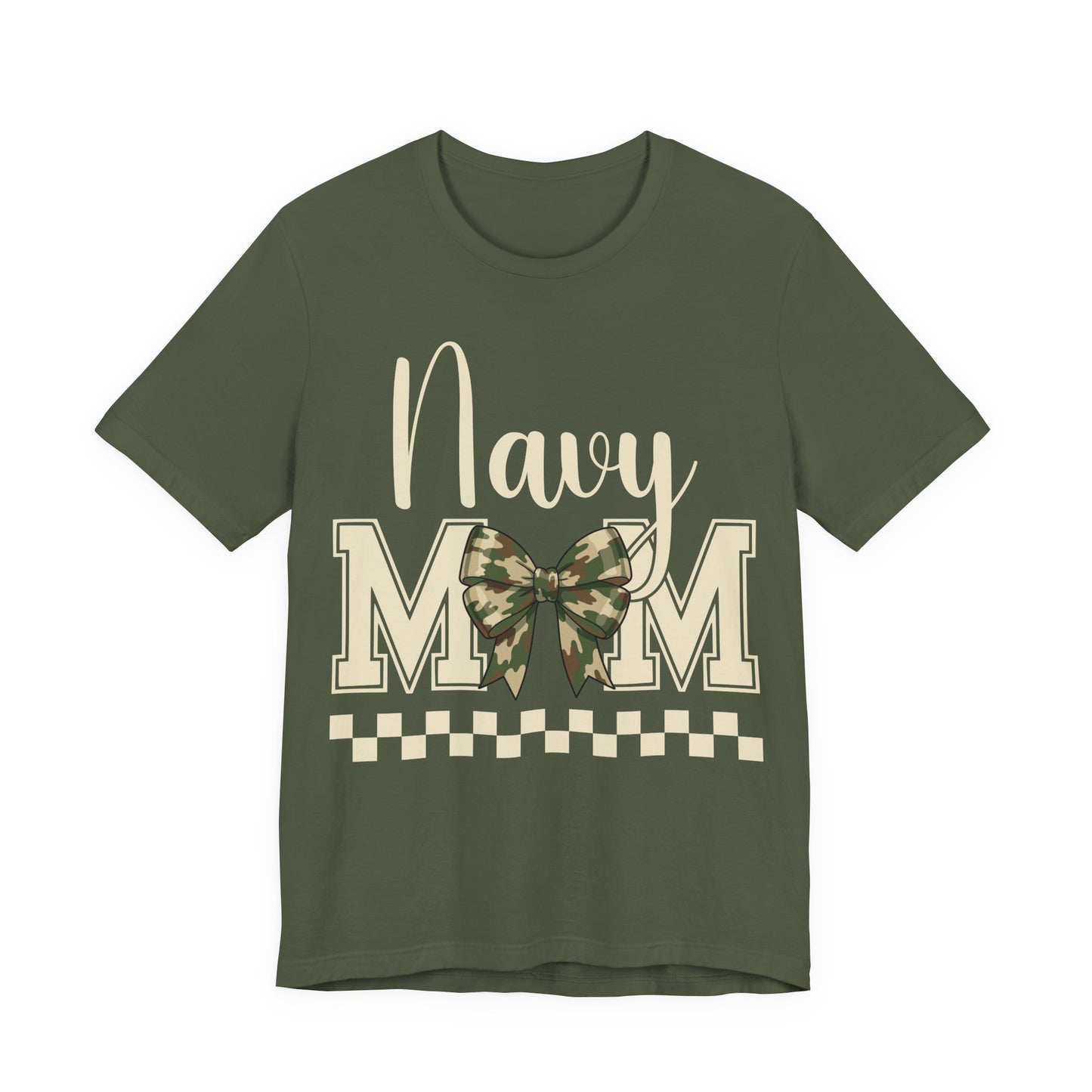 Navy Mom T‑Shirt with Camo Bow — Military Mom Gift