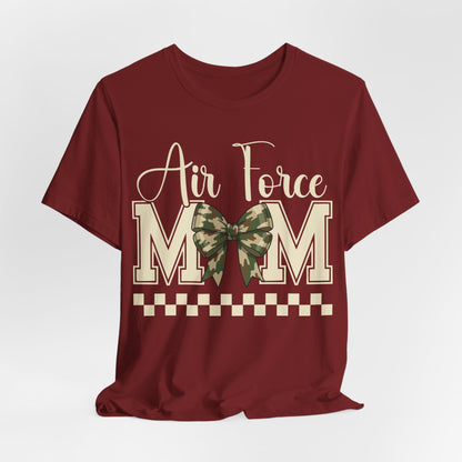 Air Force Mom T‑Shirt — Camo Bow Military Mom Tee