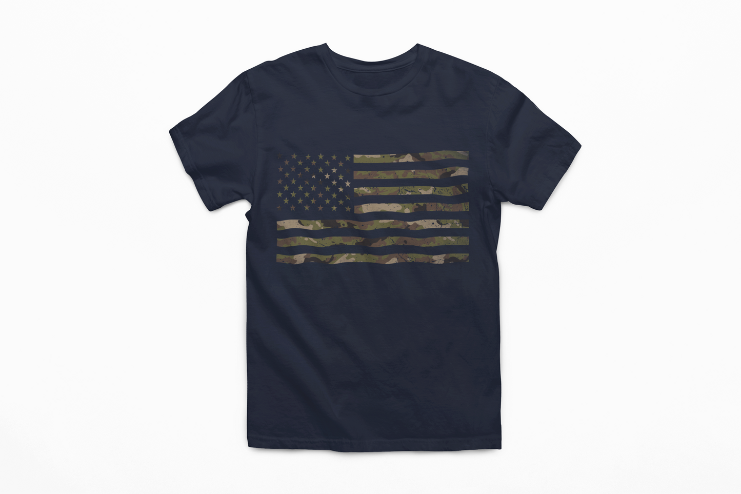 Camo American Flag T-Shirt | Patriotic Military Style | Tactical USA Gift