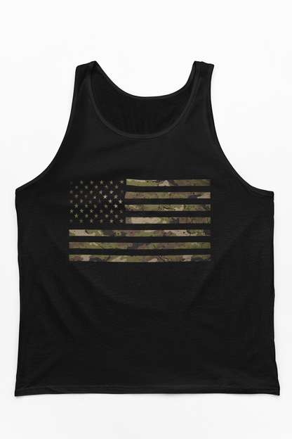 Camo American Flag Tank Top | Patriotic Military Style | Tactical USA Gift