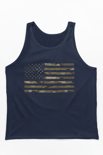 Camo American Flag Tank Top | Patriotic Military Style | Tactical USA Gift