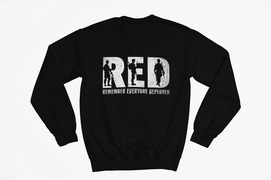 RED Remember Everyone Deployed Sweatshirt | Support Troops | Military Gift